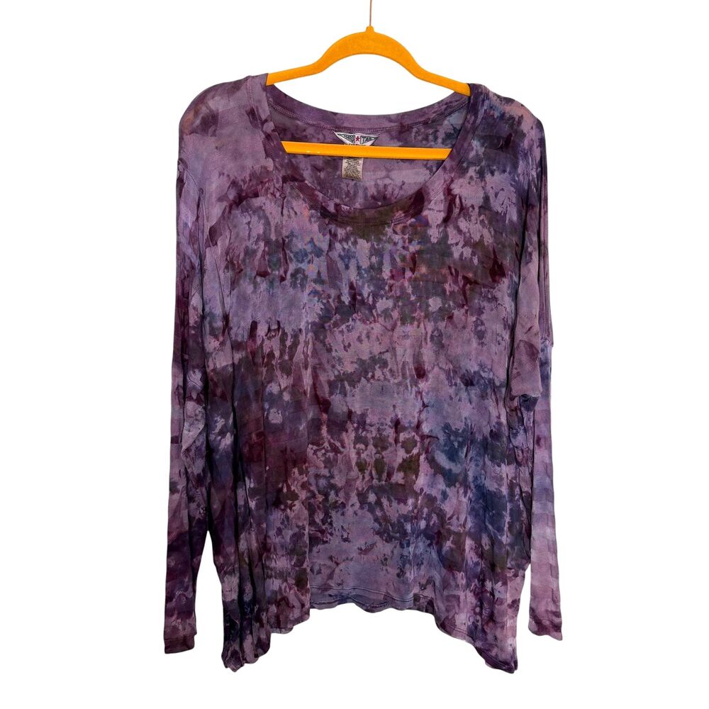 Hard Tail Forever Tunic Top Shirt Blouse Dolman Tie Dye Purple S
